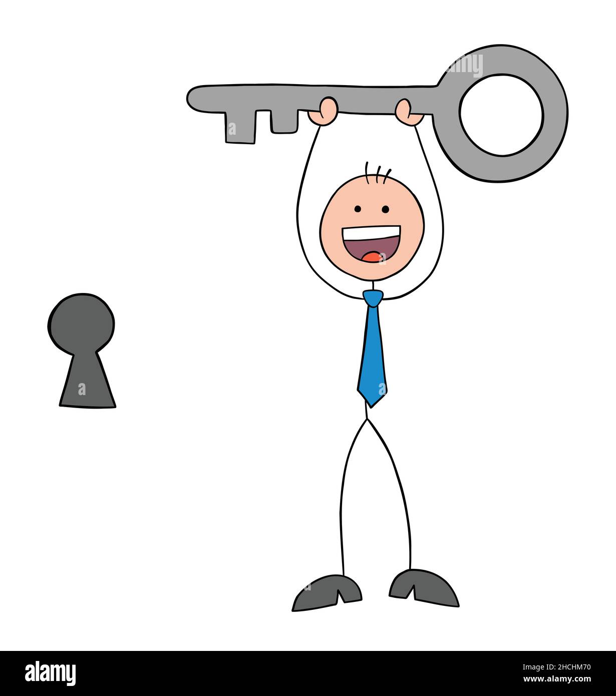 Happy man holding key Stock Vector Images - Alamy