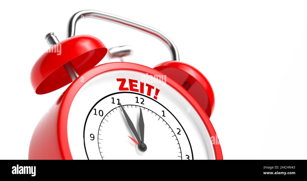 Zeit Konzept mit einem rotem Wecker Stock Photo
