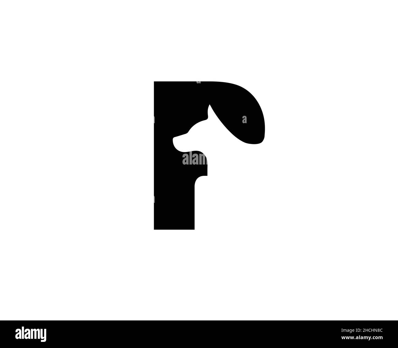 creative Pet Head Inside P letter logo vector symbol design illustration Stock Vector