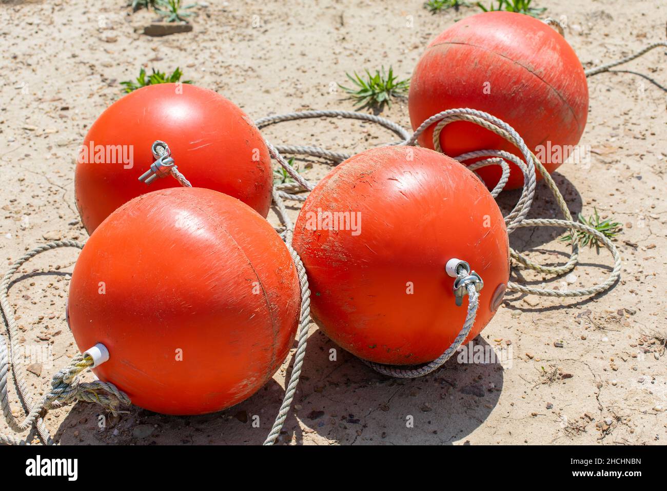 Marine buoys for a lake beach swimming area Stock Photo Alamy