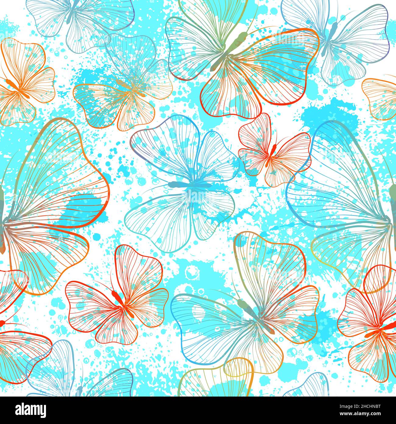 Butterflies seamless pattern from lines. Vector illustration Stock ...