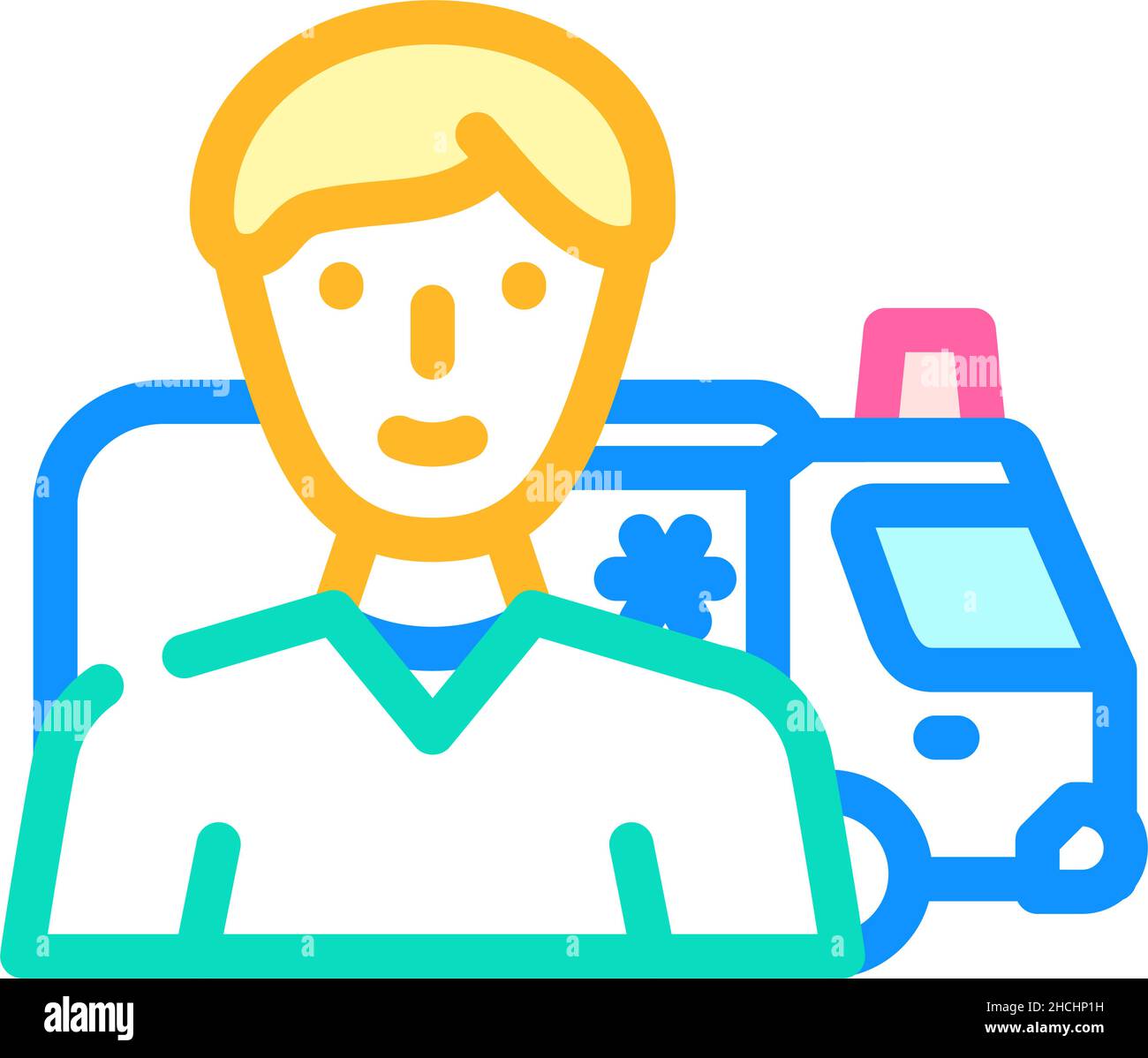 ambulance medical worker color icon vector illustration Stock Vector ...