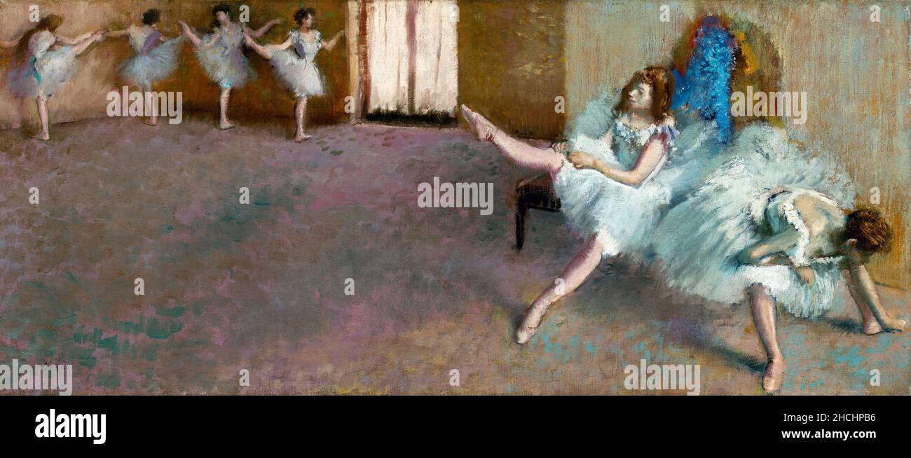 Before the Ballet (ca. 1890&ndash;1892) painting in high resolution by Edgar Degas. Stock Photo