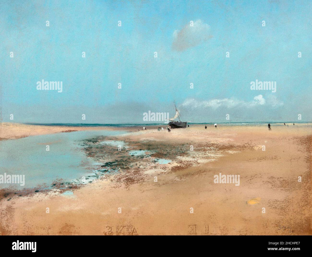 Beach at Low Tide (Mouth of the River) (1869) painting in high resolution by Edgar Degas. Stock Photo