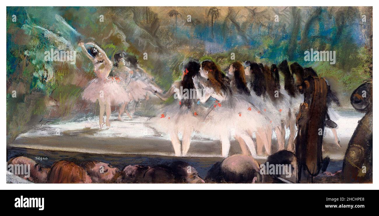 Ballet at the Paris Opéra (1877) painting in high resolution by Edgar Degas. Stock Photo