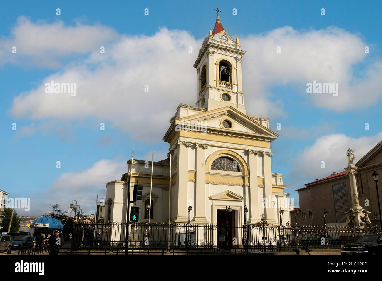 The Sacred Heart Cathedral  in Punta Arenas, Plaza de Armas, Punta Arenas Chile Stock Photo