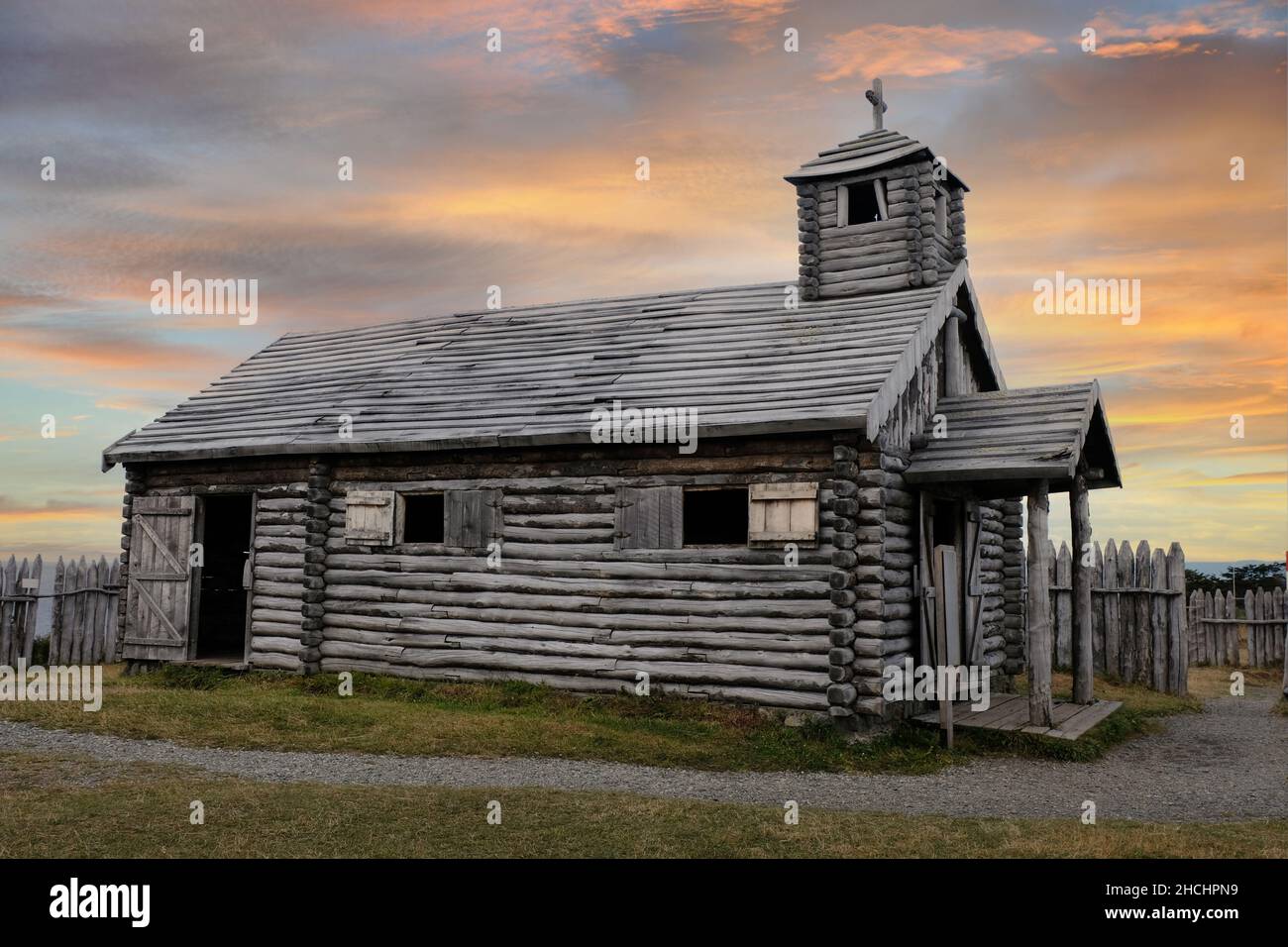 Wooden church in Fuerte Bulnes near Punta Arenas, Patagonia, Chile Stock Photo