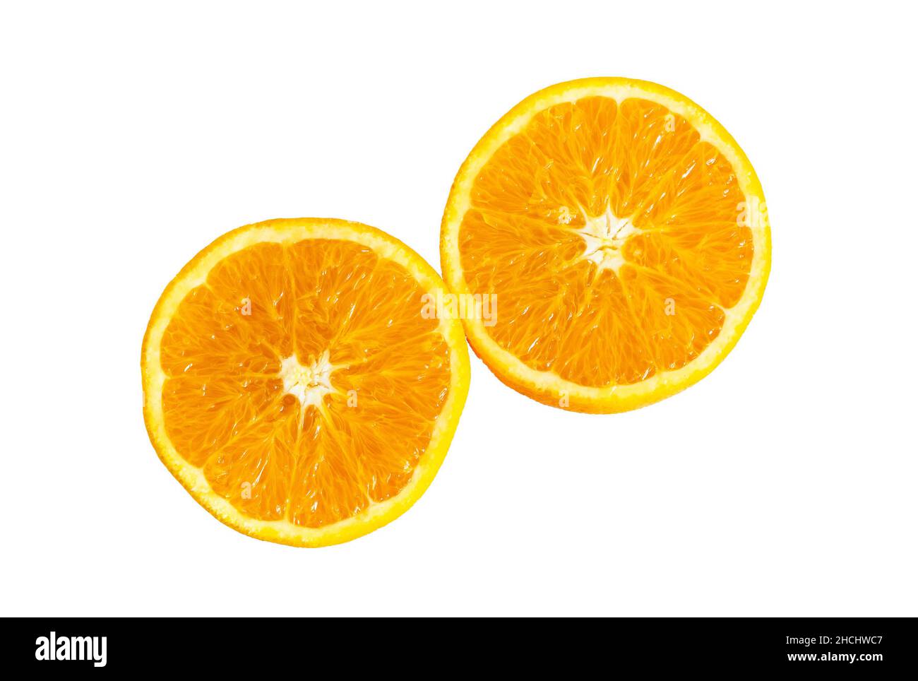 Two circles of oranges cross-section Stock Photo
