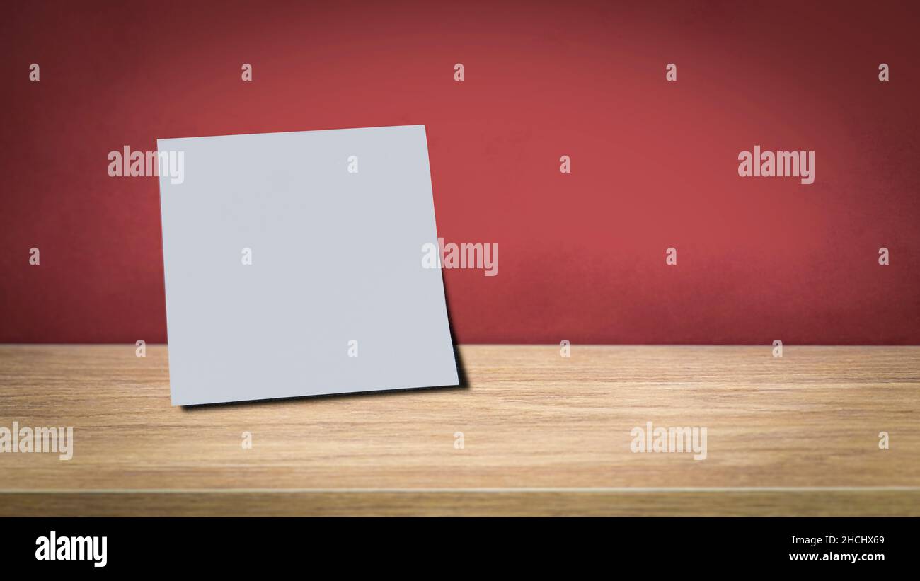 note paper background on wooden floor Stock Photo