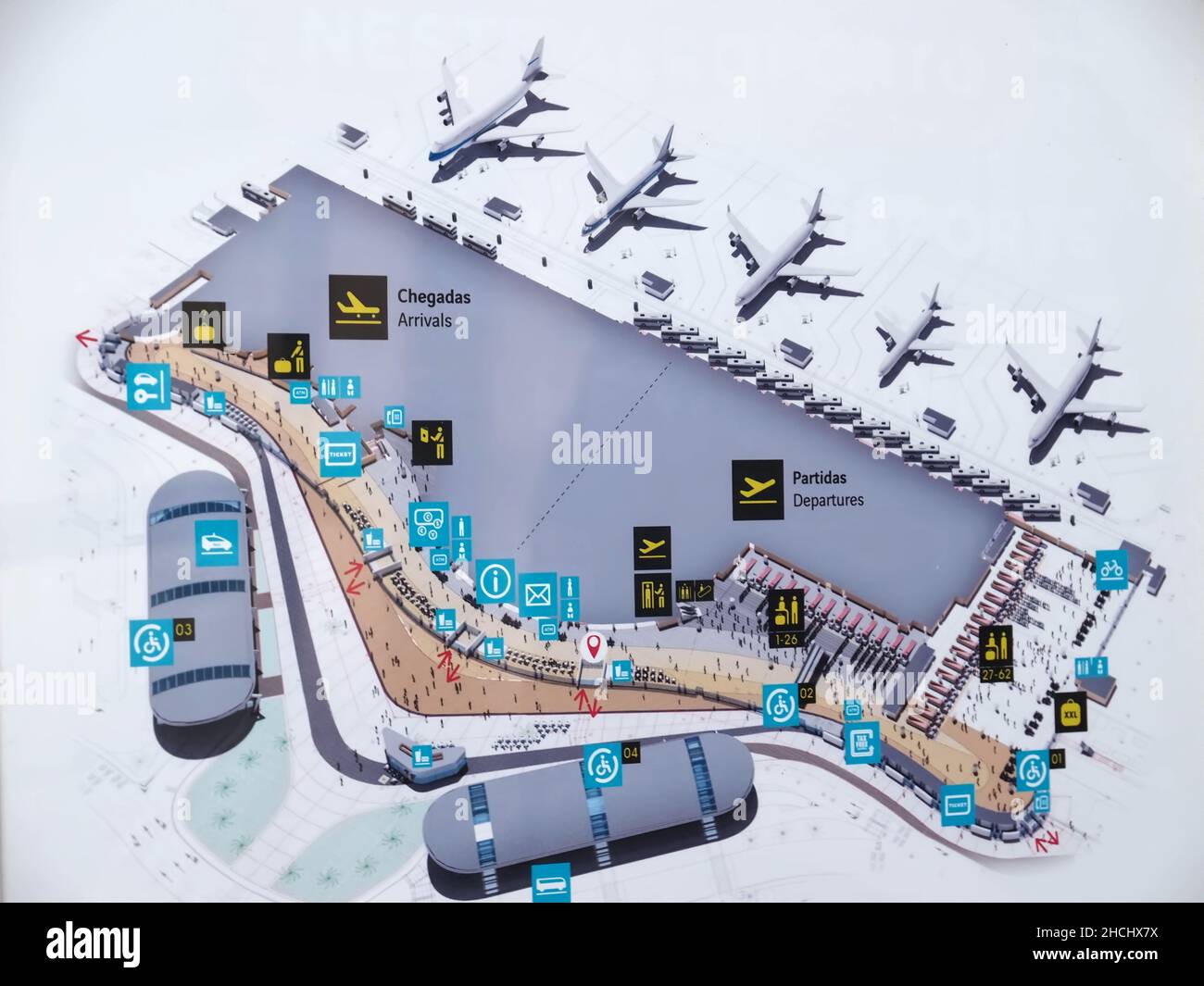 Map of the airport or aeroporto of Faro in Portugal Stock Photo