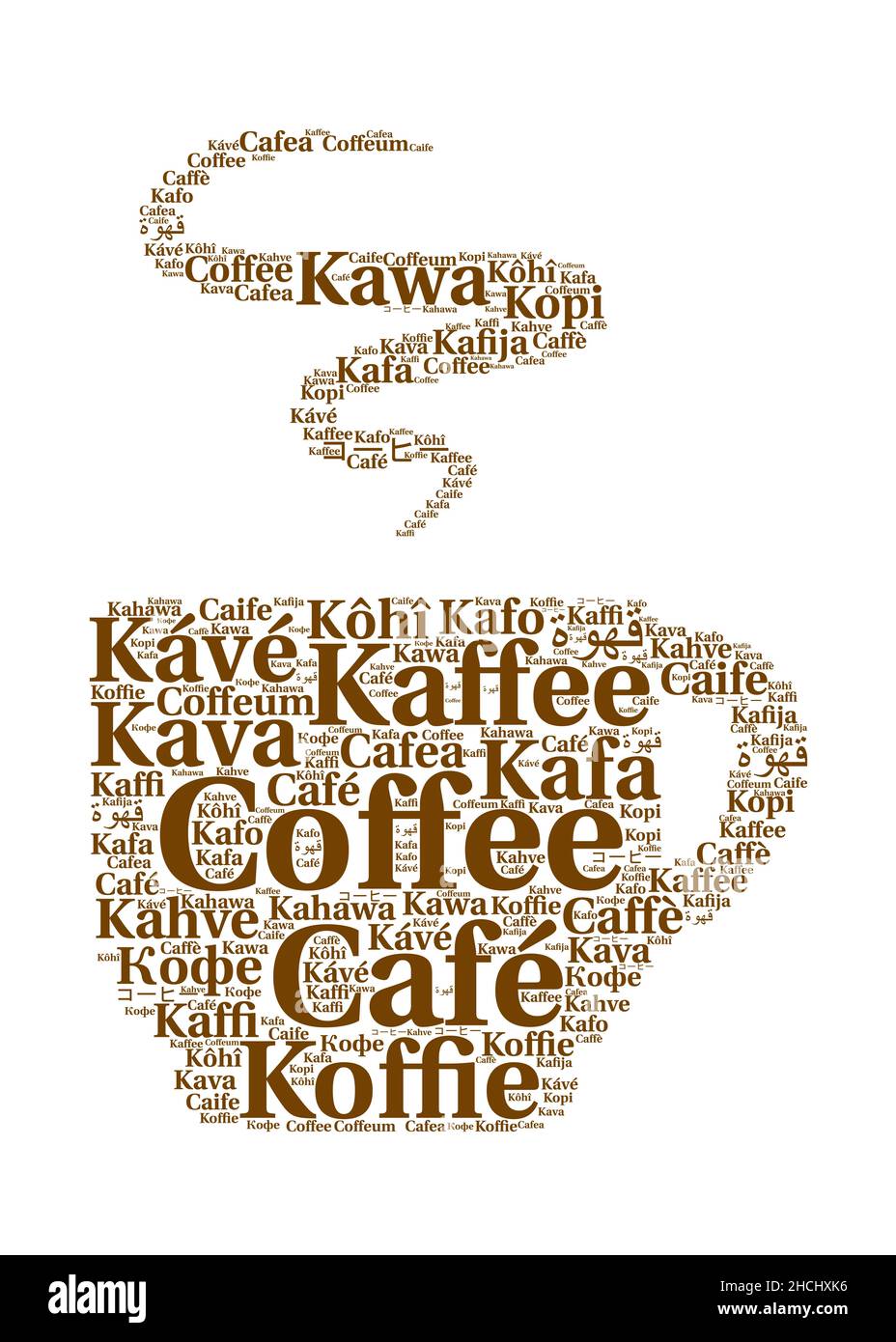 Coffee in different languages word cloud Stock Photo Alamy