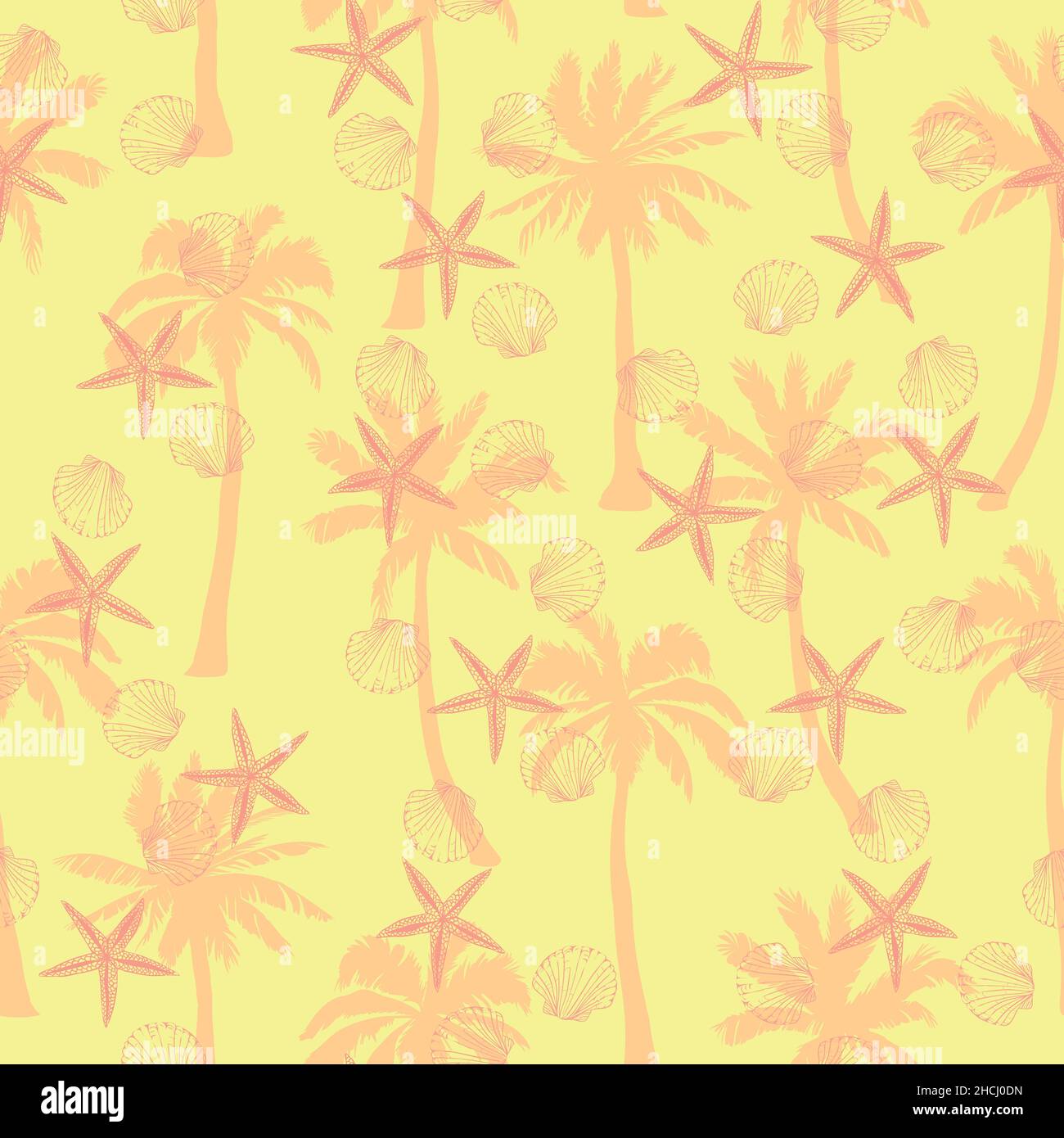 Hand drawn vector illustrations - seamless pattern of seashells. Marine ...
