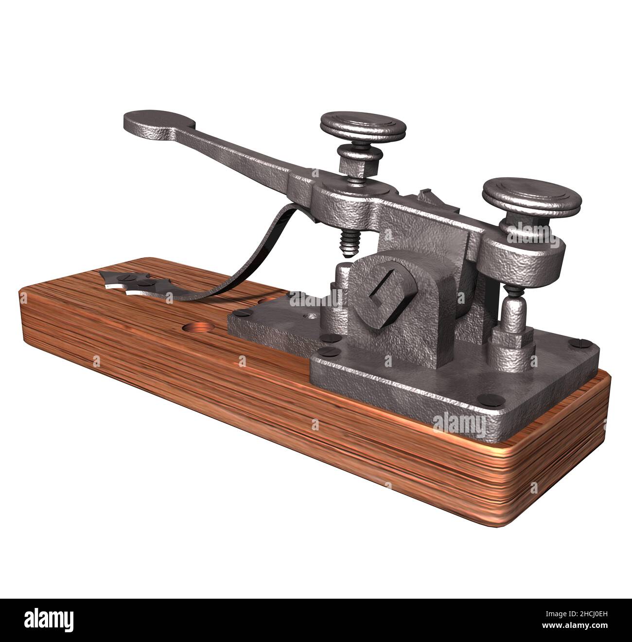 3D Rendering Illustration Of An Antique Morse Telegraph Key Created In 