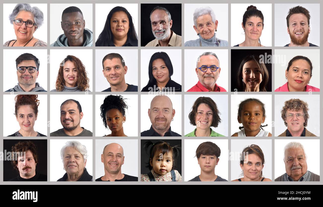 large group of persanas in mosaic form Stock Photo