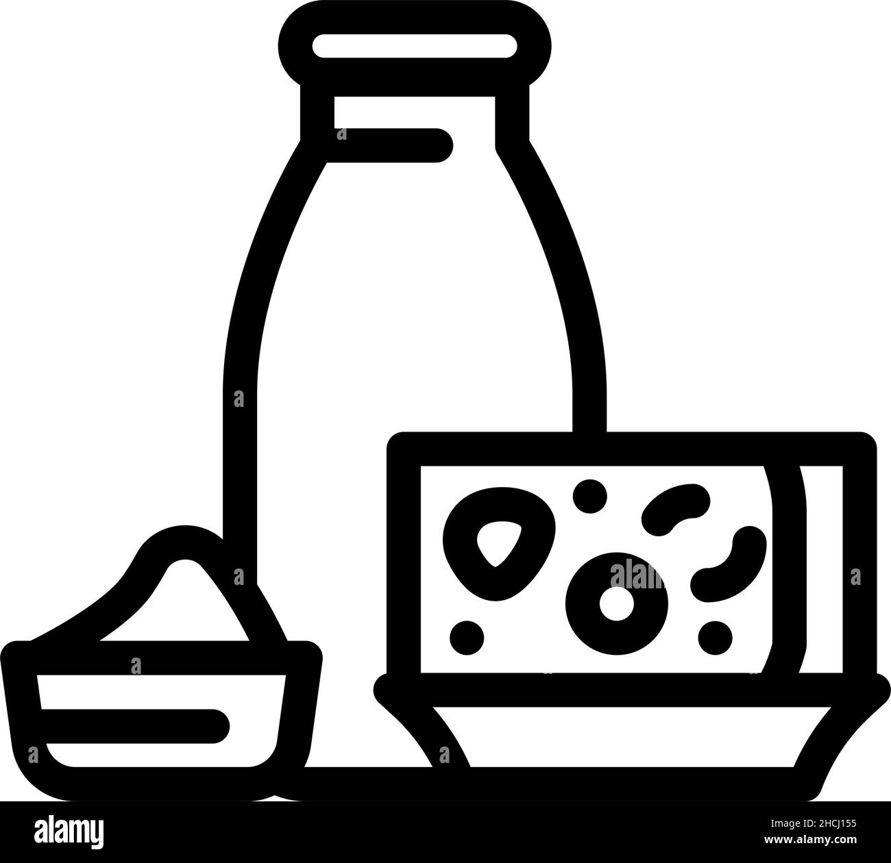 milk and cheese dairy product line icon vector illustration Stock ...