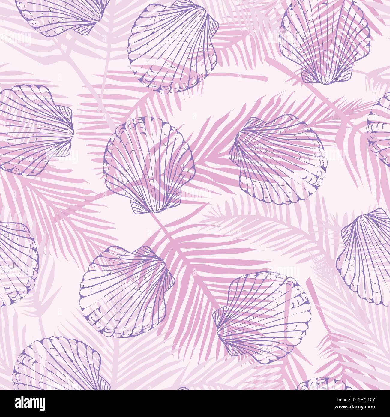 Hand drawn vector illustrations - seamless pattern of seashells. Marine ...