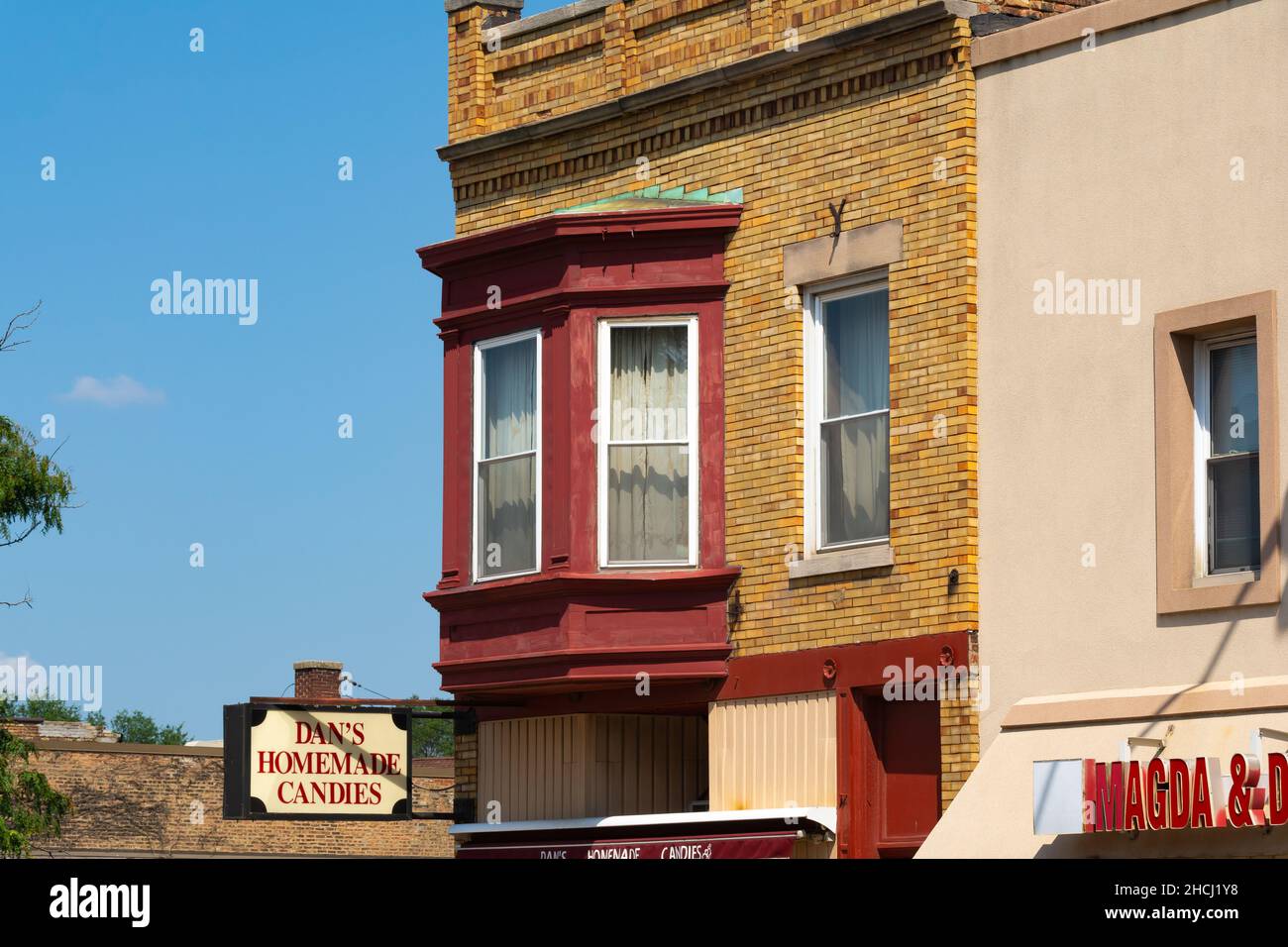 Joliet, Illinois - United States - August 3rd, 2021:  Old storefront in downtown Joliet. Stock Photo