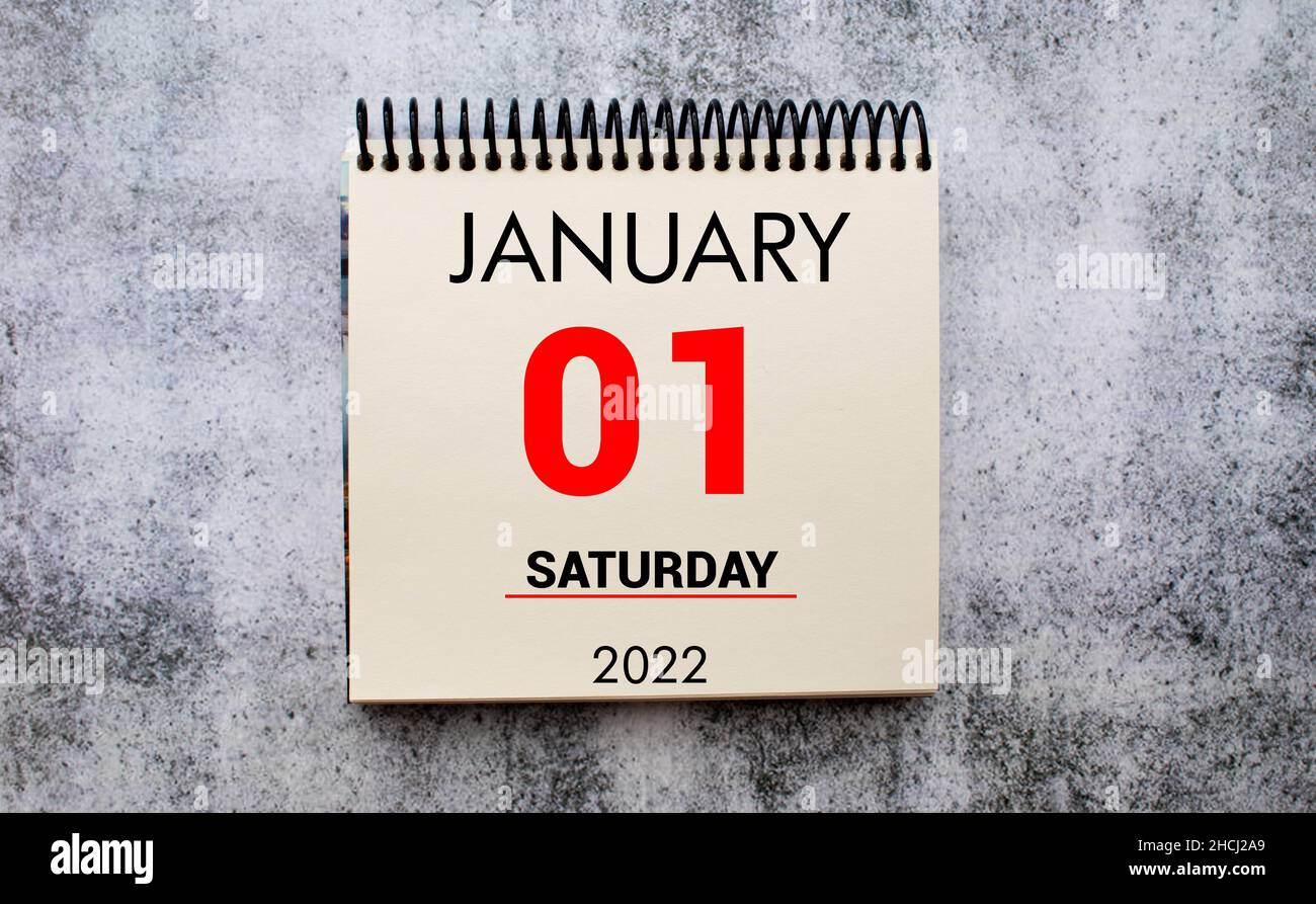 The concept of the new year. The first of January is marked on the calendar 2019 with an orange marker Stock Photo