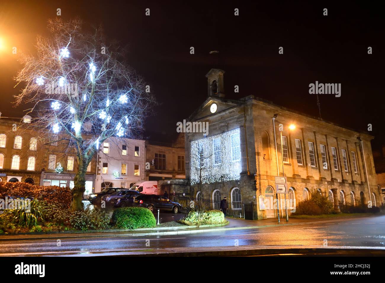 Christmas lights at the Town of Chipping Norton Oxfordshire 2021 Stock
