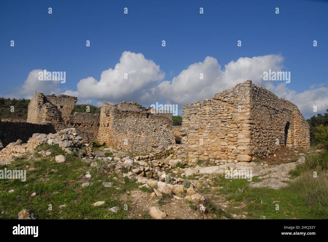 Abandoned Moorish village of L'Atzuvieta, near Alcala de La Jovada in the Vall d'Alcala, Alicante Province, Spain Stock Photo