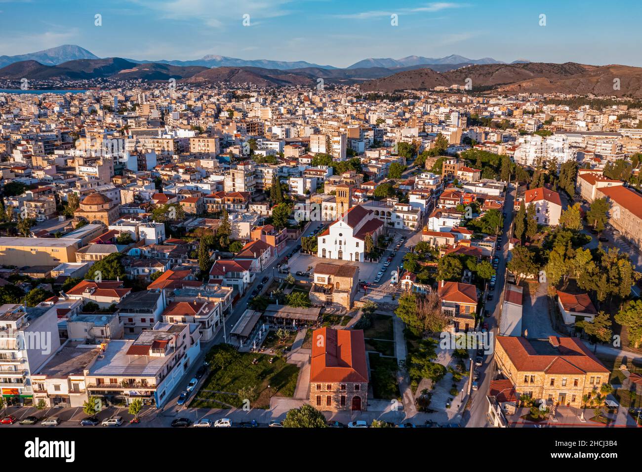 Aerial view of city of Chalcis, Greece. Stock Photo
