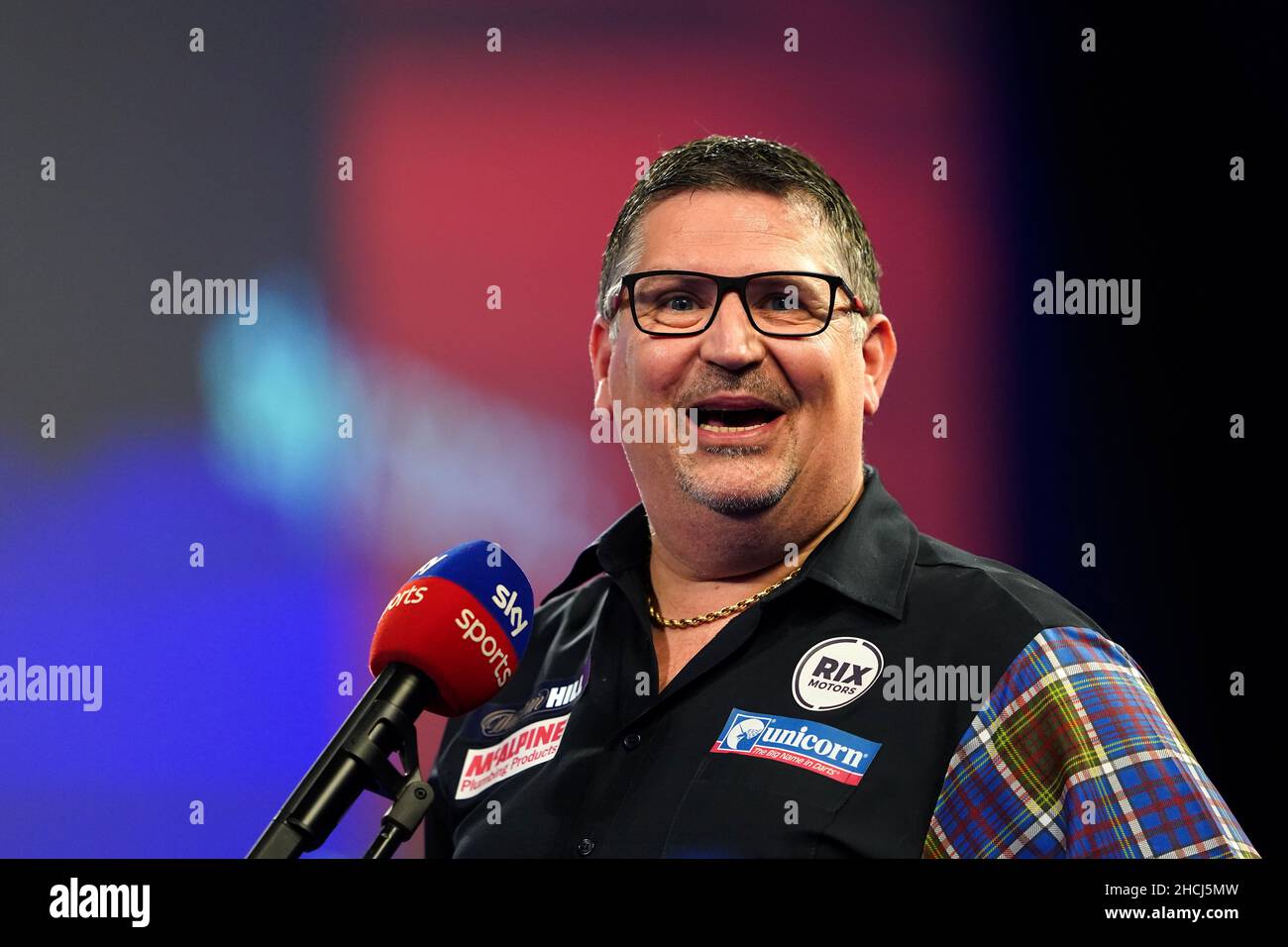 Gary Anderson after his match against Ian White on day twelve of the William  Hill World Darts Championship at Alexandra Palace, London. Picture date:  Wednesday December 29, 2021 Stock Photo - Alamy