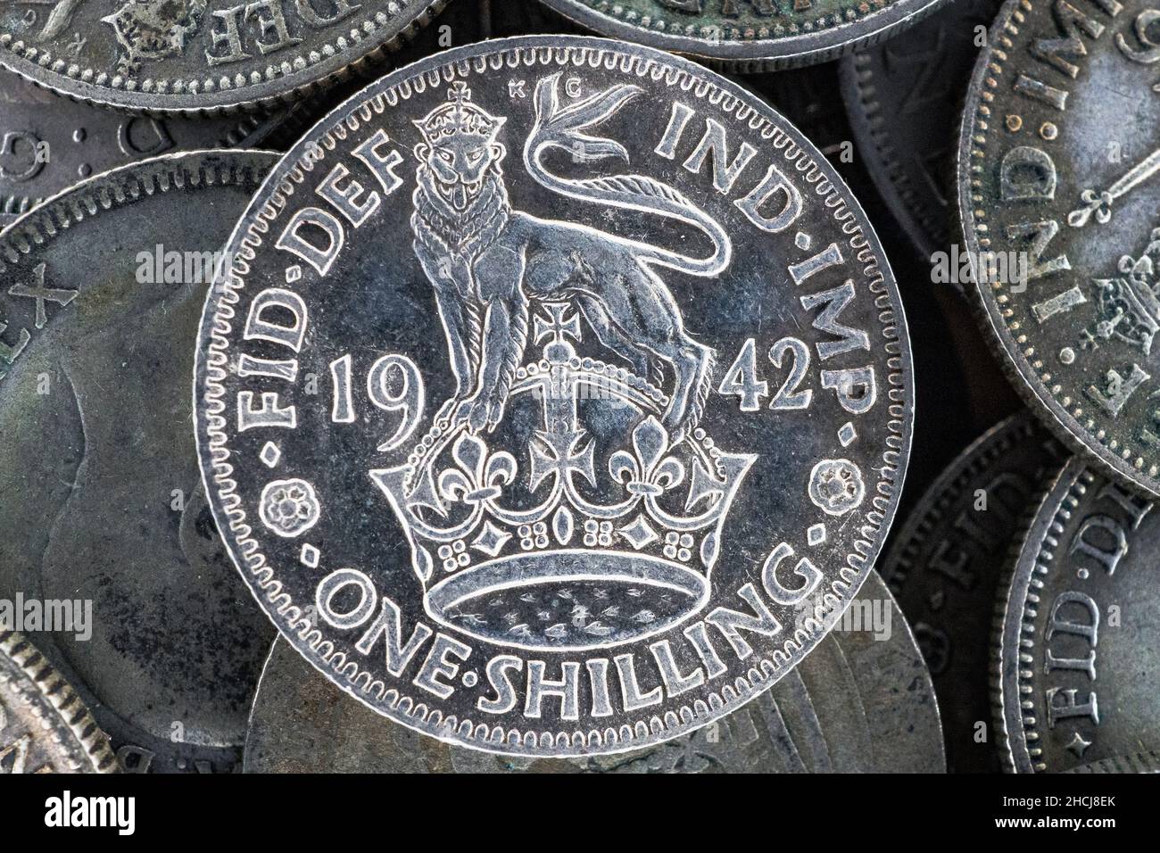 British one shilling coin Stock Photo