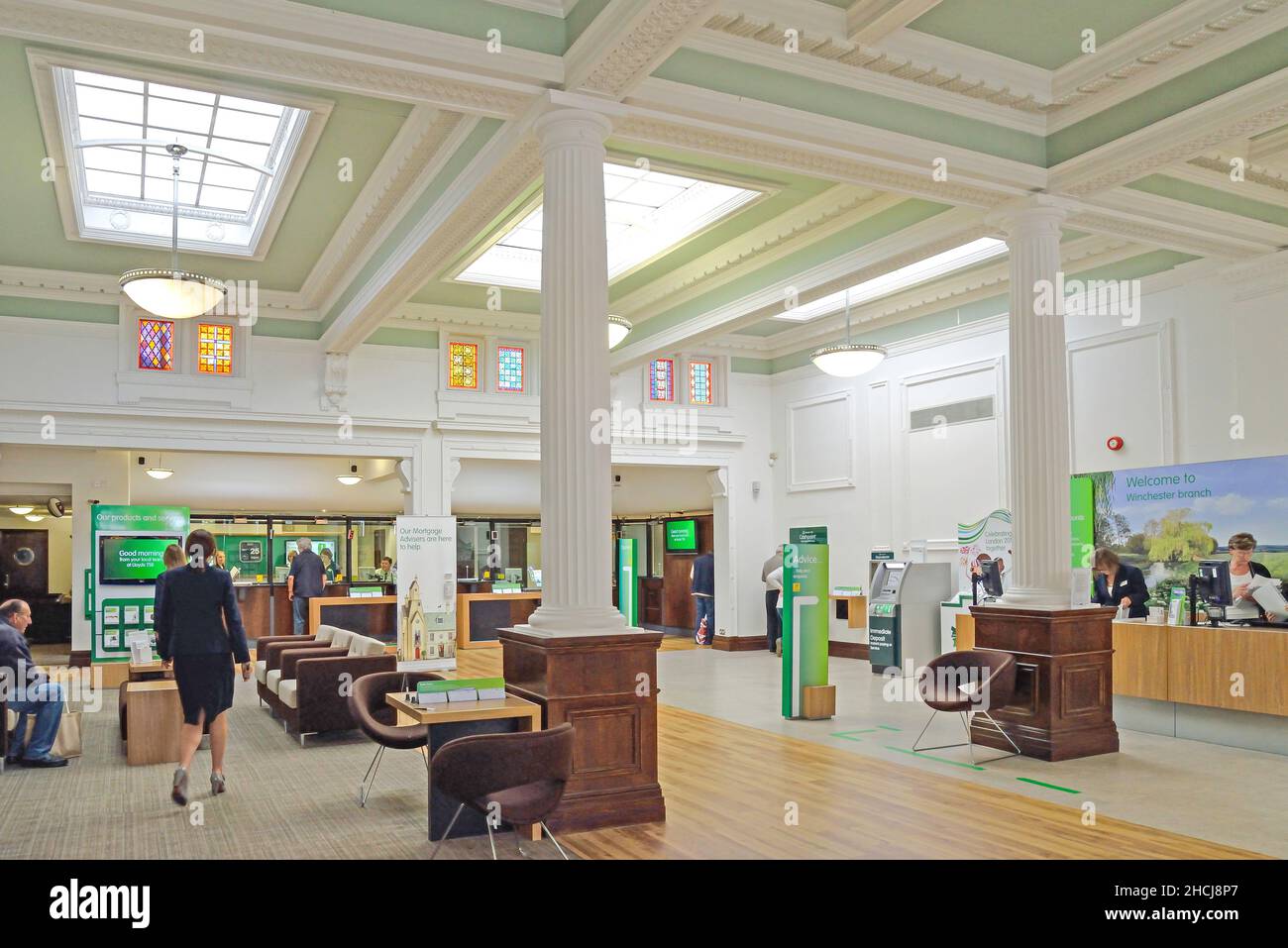 Period interior of The Old Guildhall (now Lloyds Bank), High Street, Winchester, Hampshire, England, United Kingdom Stock Photo