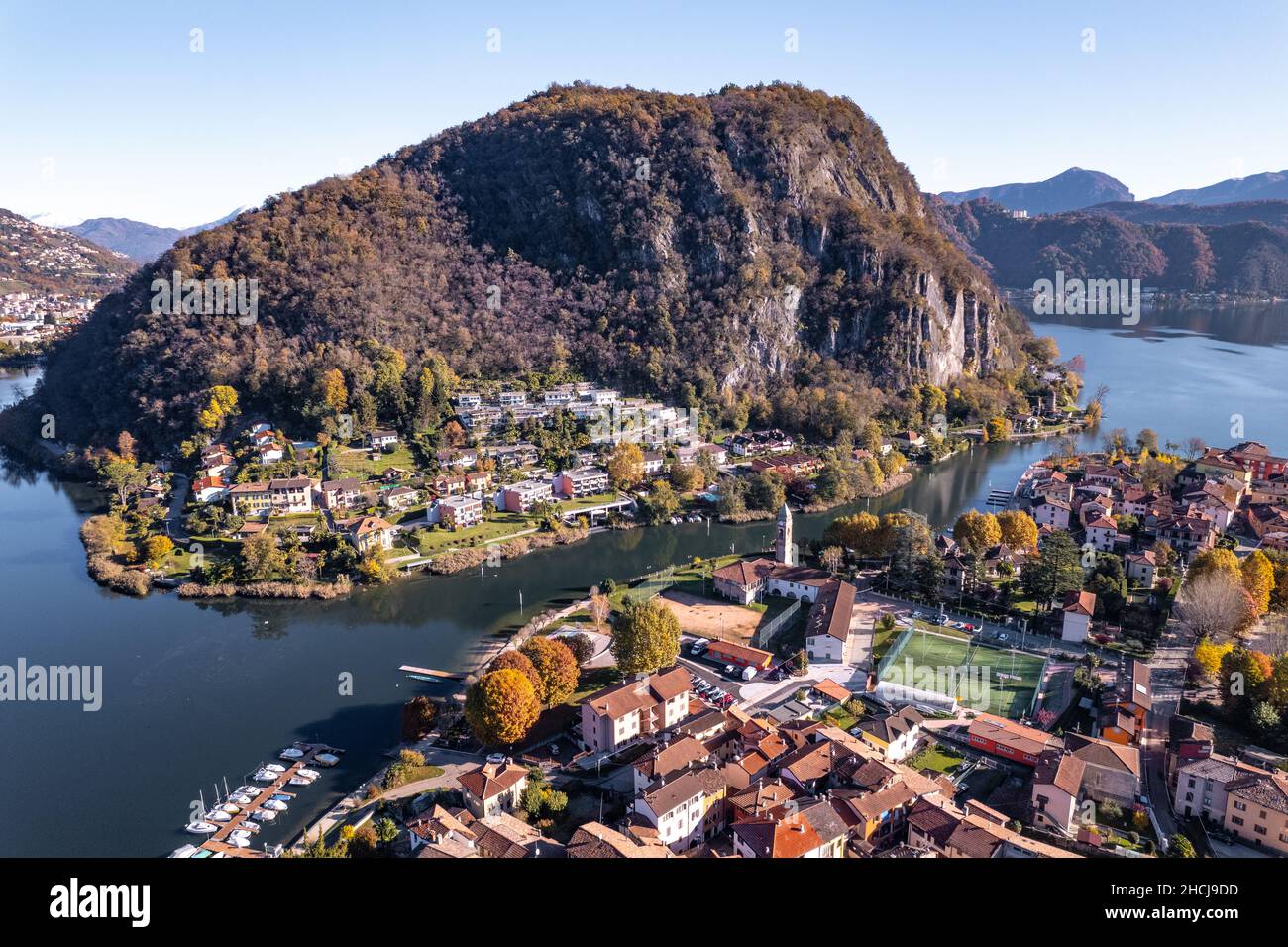 Lavena Ponte Tresa on the Swiss Italian Border Aerial View Stock Photo -  Alamy