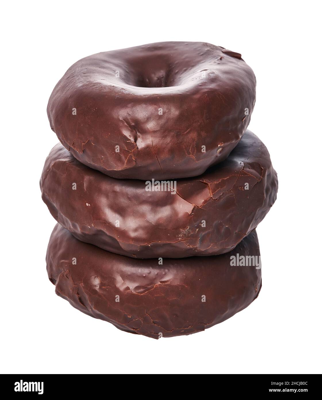 Stack of chocolate doughnuts isolated on a white background Stock Photo ...