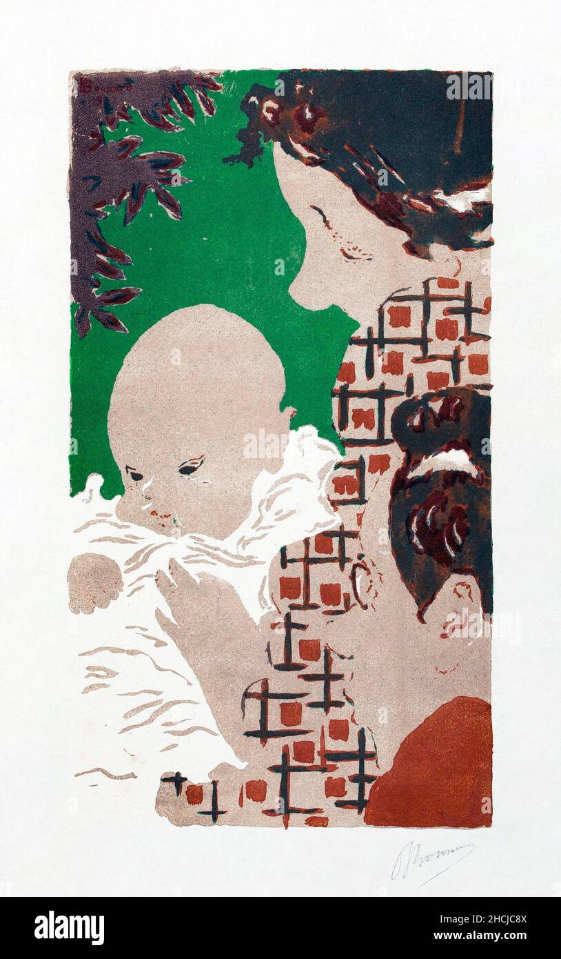 Andrée Terrasse with son Jean and brother (1893) by Pierre Bonnard. Stock Photo