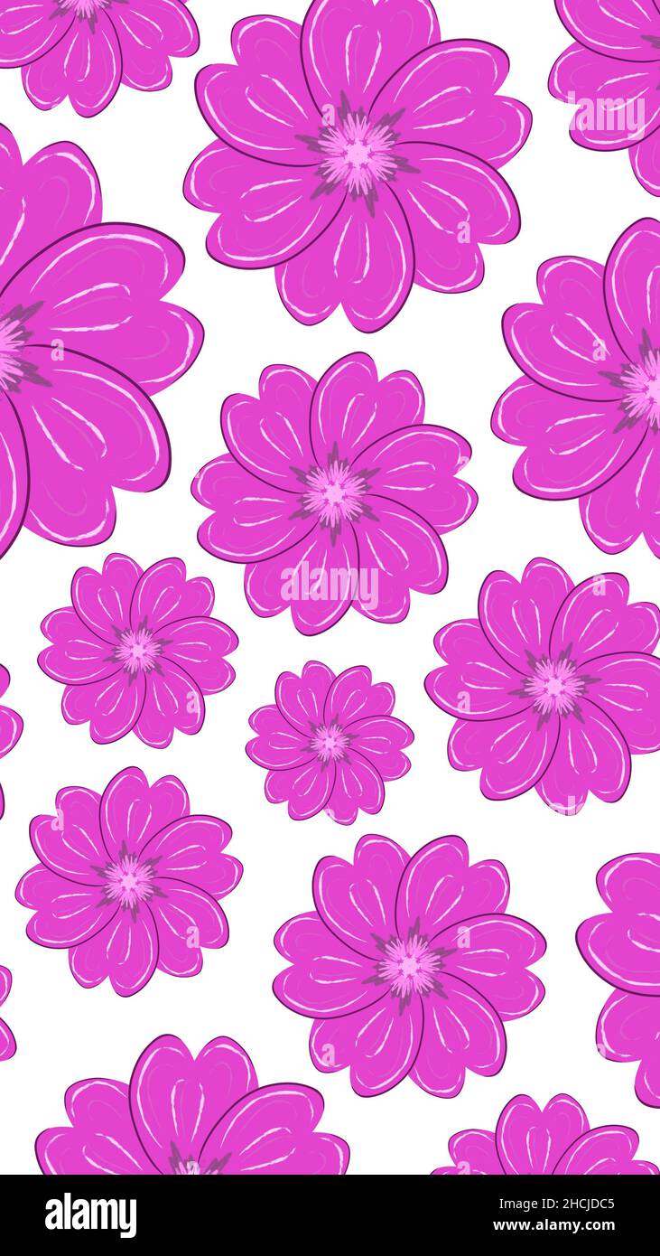 Simple and detailed pink flowers pattern Stock Photo - Alamy