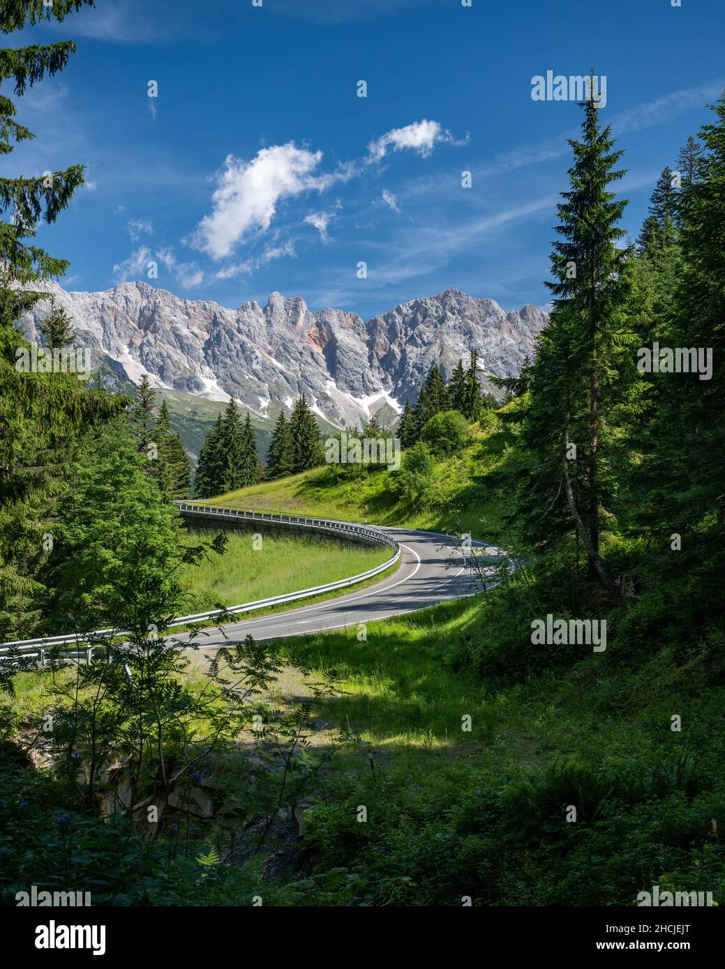 Impressive mountain road in the alps, Maria Alm, Salzburg, Austria Stock Photo
