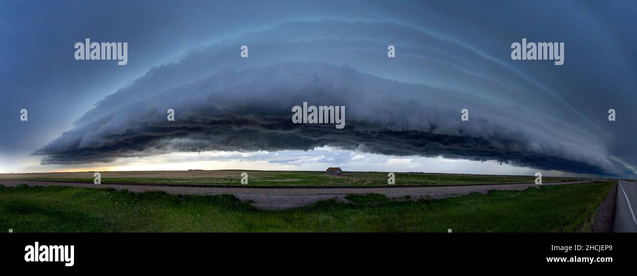 Major Saskatchewan storm in summer rural Canada Stock Photo