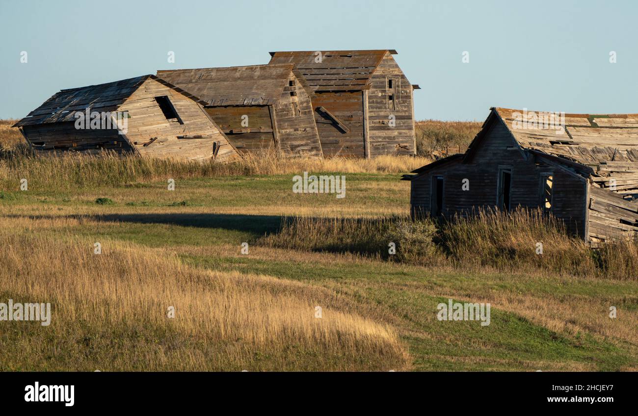 Old Farm Ranch in the Prairie of Saskatchewan Stock Photo