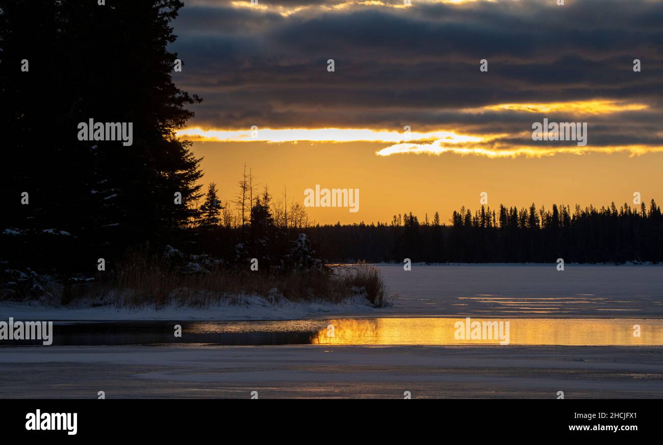 Scenic Prince Albert National Park Canada sunrise light Stock Photo