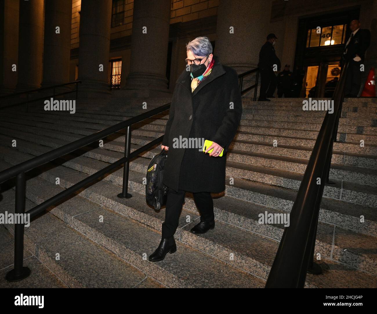 Defense attorney Bobbi Sternheim leaving the federal courthouse in the Southern District of New York after British socialite Ghislaine Maxwell was convicted of helping American financier Jeffrey Epstein sexually abuse teenage girls. Picture date: Wednesday December 29, 2021. Stock Photo
