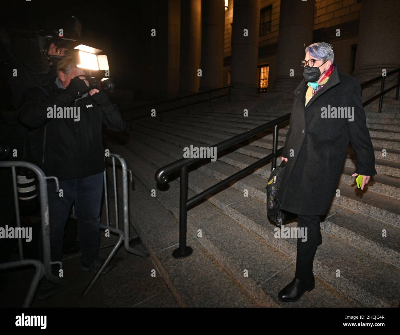Defense attorney Bobbi Sternheim leaving the federal courthouse in the Southern District of New York after British socialite Ghislaine Maxwell was convicted of helping American financier Jeffrey Epstein sexually abuse teenage girls. Picture date: Wednesday December 29, 2021. Stock Photo