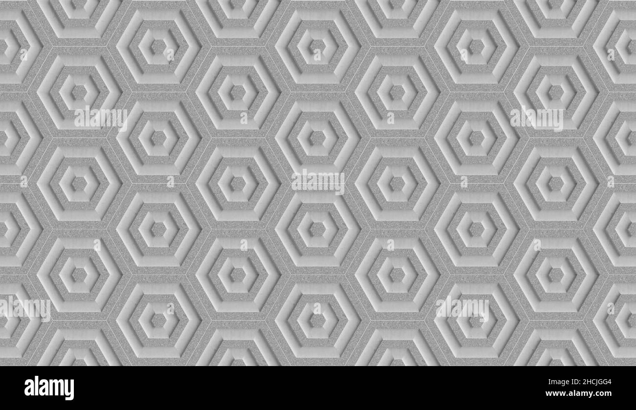 Seamless black white and gray concrete wall tile texture in geometric