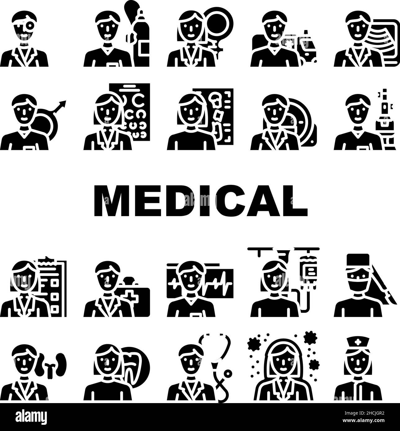 Medical Speciality Health Treat Icons Set Vector Stock Vector Image ...
