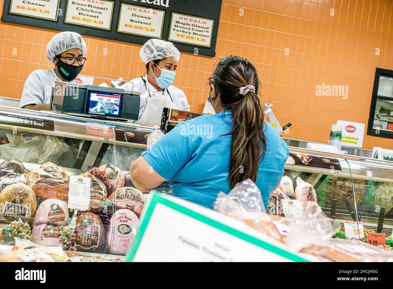 Deli meat counter black female woman women employee employees customer