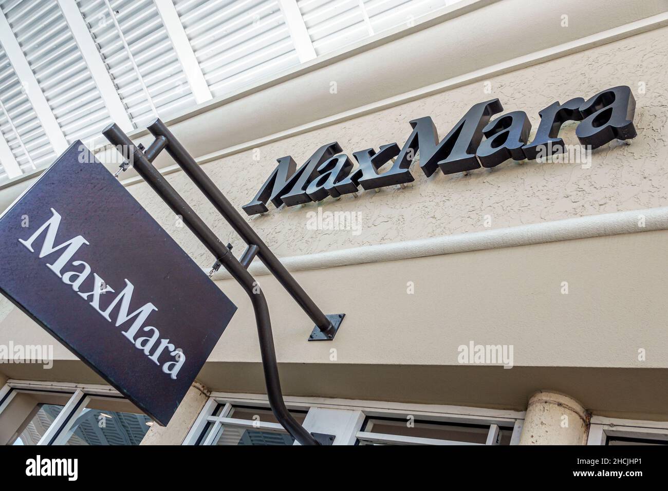 Orlando Florida Orlando Vineland Premium Outlets outlet factory store fashion mall shopping MaxMara Max Mara sign outside exterior entrance clothing Stock Photo