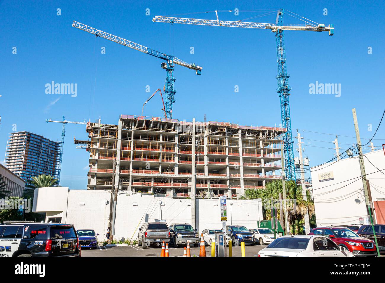 West Palm Beach Florida high rise building under construction site ...