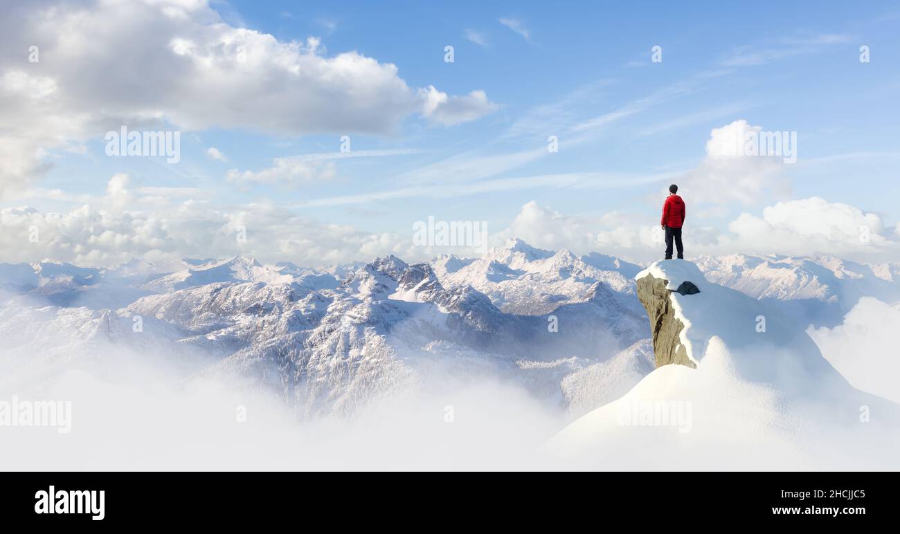 Man standing on peak magical hi-res stock photography and images - Alamy