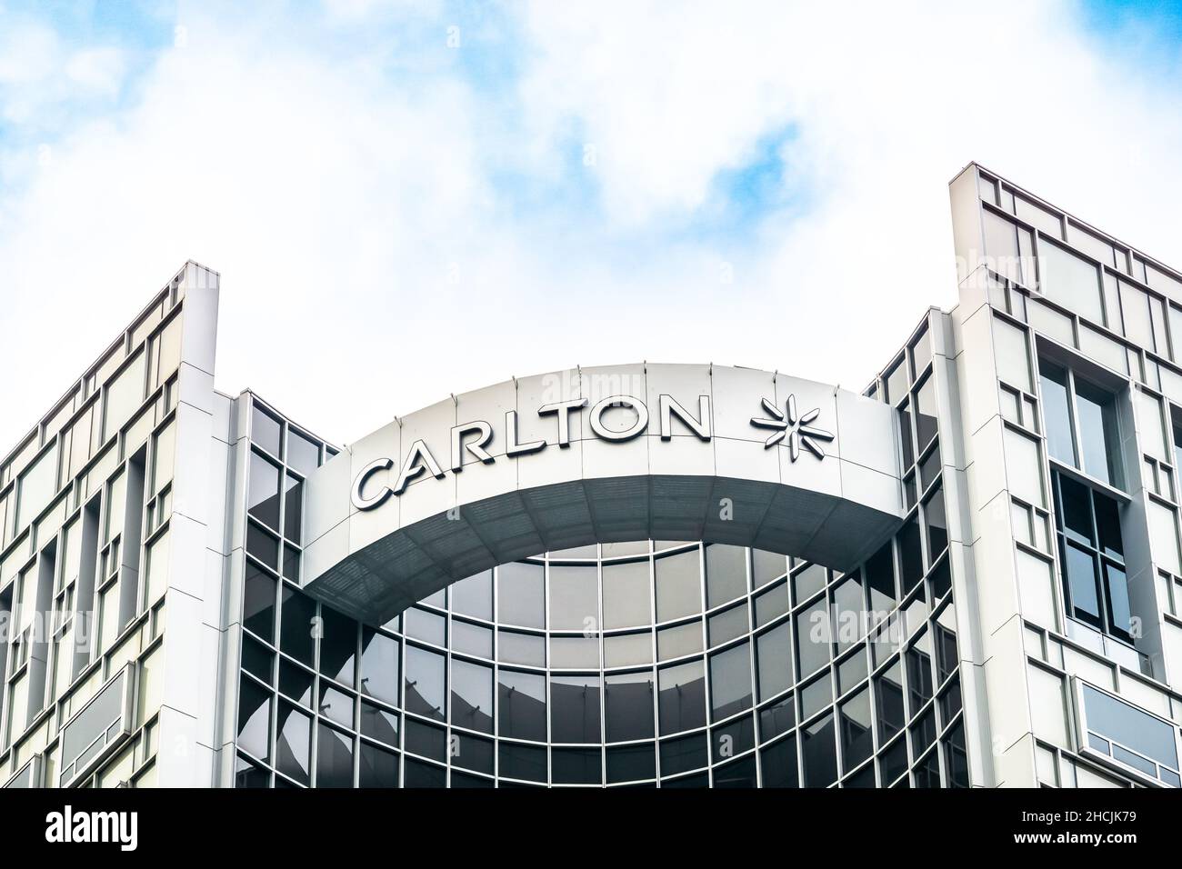Carlton Hotel Singapore - SG Clean Certified is an upscale hotel that is strategically located in the heart of Singapore. Stock Photo