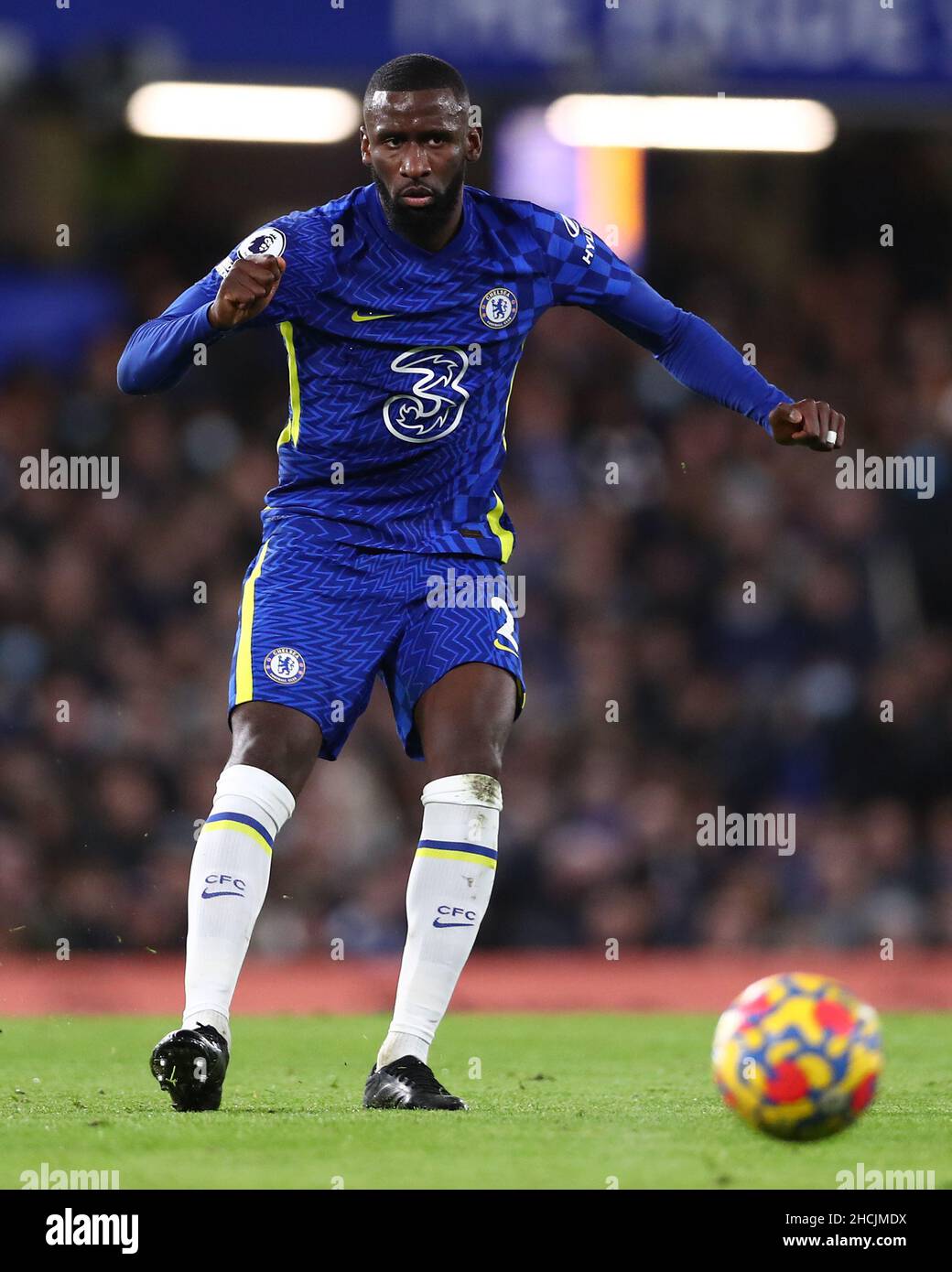 London, UK. 29th Dec, 2021. Antonio Ruediger of Chelsea runs with the ball during the Premier League match at Stamford Bridge, London. Picture credit should read: Jacques Feeney/Sportimage Credit: Sportimage/Alamy Live News Stock Photo