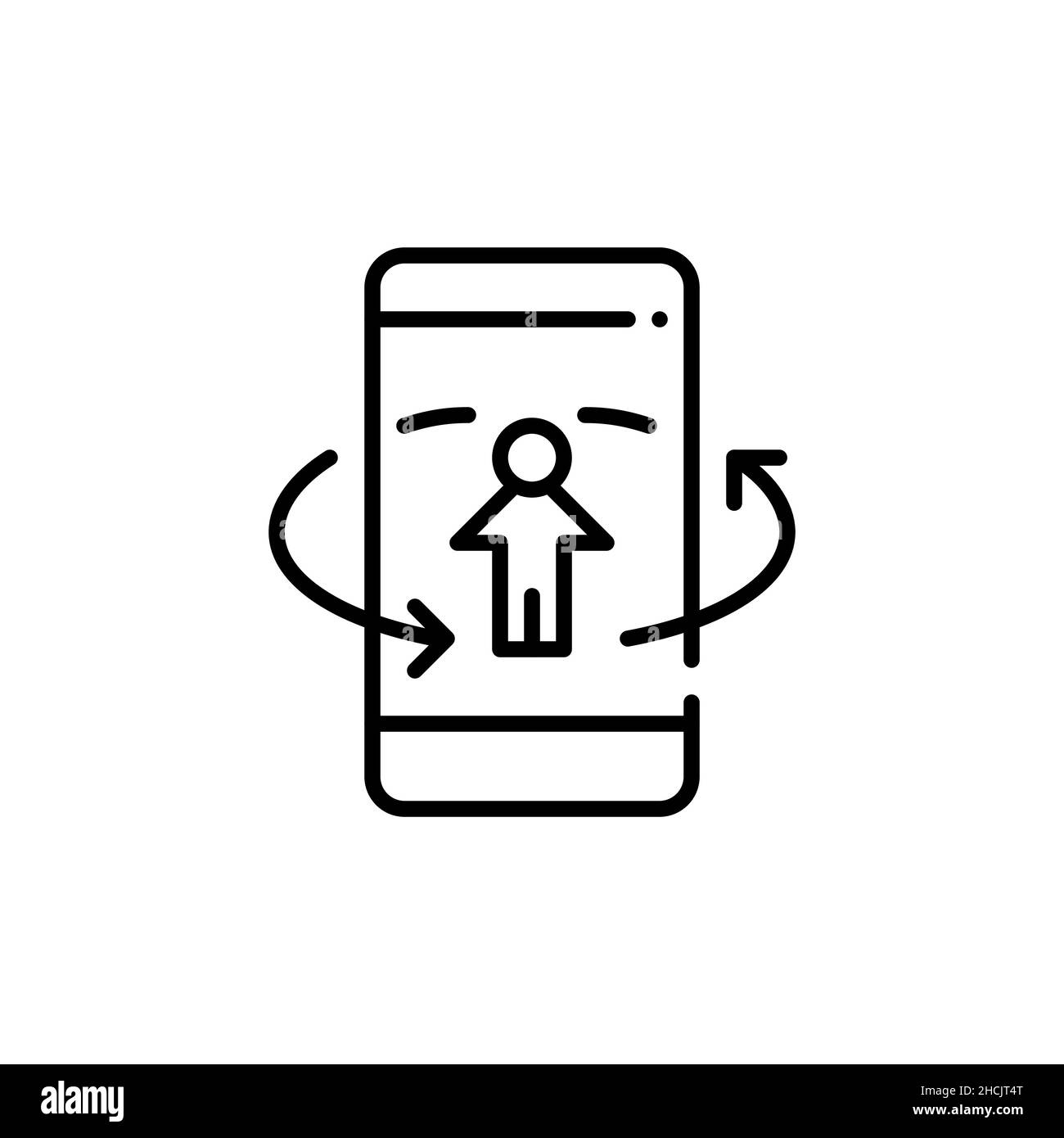 Augmented reality 360 degree image on a smartphone. Pixel perfect, editable stroke icon Stock Vector