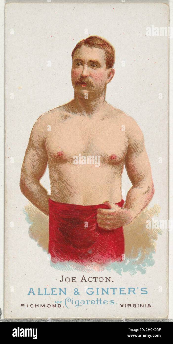 Allen & Ginter (American, Richmond, Virginia) Joe Acton, Wrestler, from World's Champions, Series 1 (N28) for Allen & Ginter Cigarettes, 1887 American,  Commercial color lithograph; Sheet: 2 3/4 x 1 1/2 in. (7 x 3.8 cm) The Metropolitan Museum of Art, New York, The Jefferson R. Burdick Collection, Gift of Jefferson R. Burdick (63.350.201.28.21) http://www.metmuseum.org/Collections/search-the-collections/410158 Stock Photo