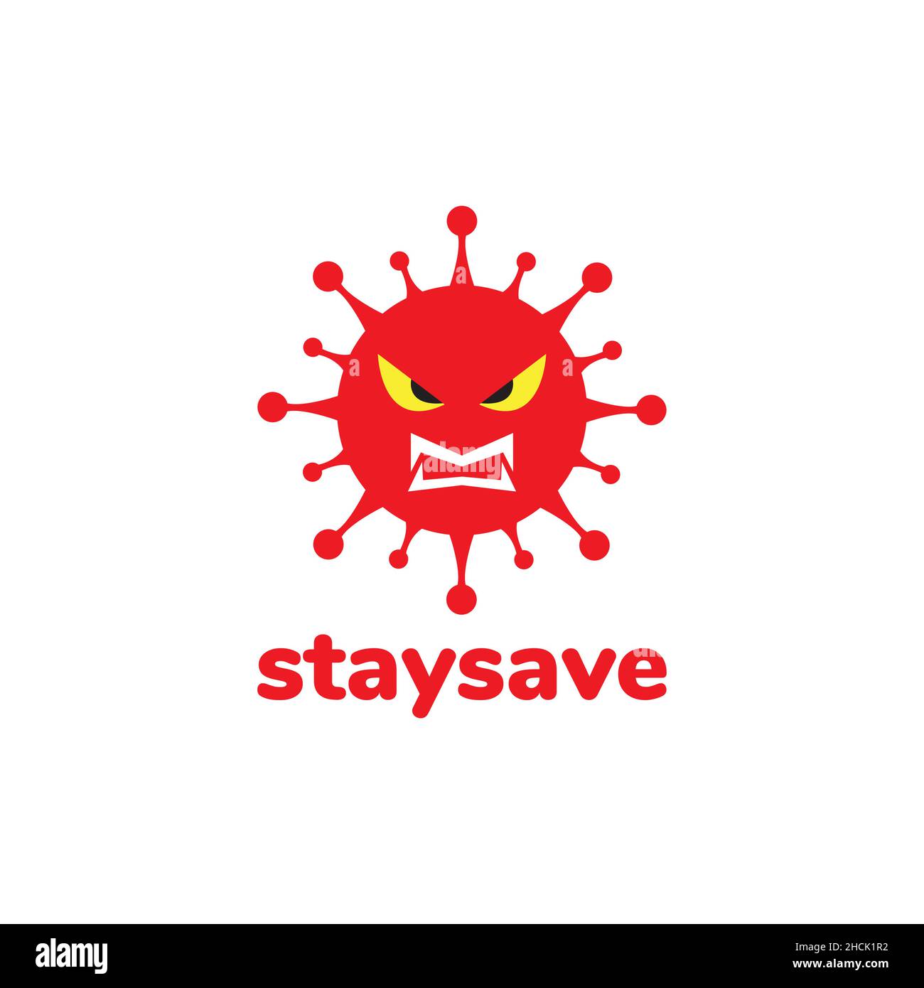 cartoon virus angry face logo design vector graphic symbol icon sign illustration creative idea Stock Vector