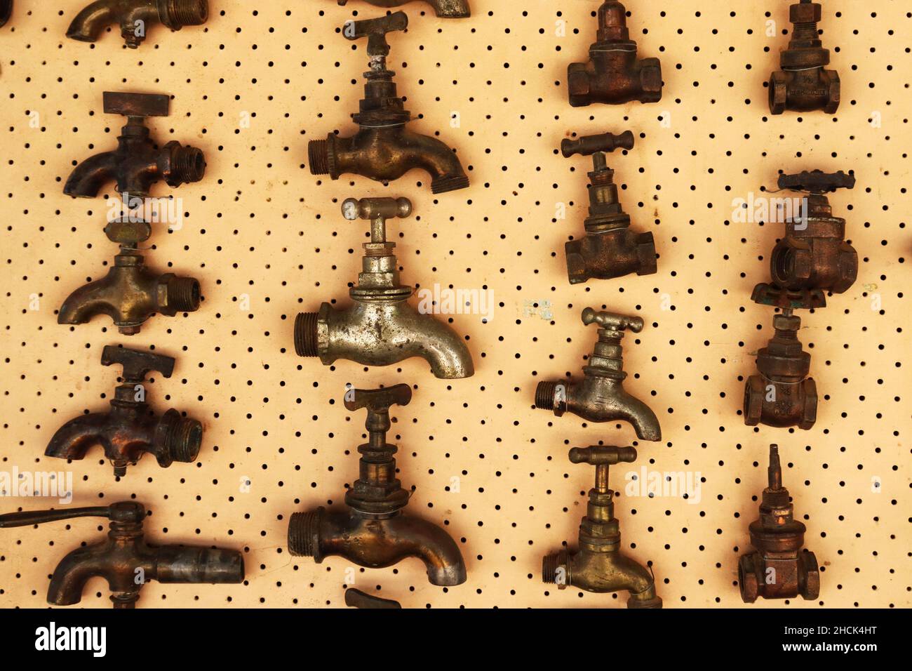Used taps at the Loxton Historical Village in the Riverland region of South Australia Stock Photo